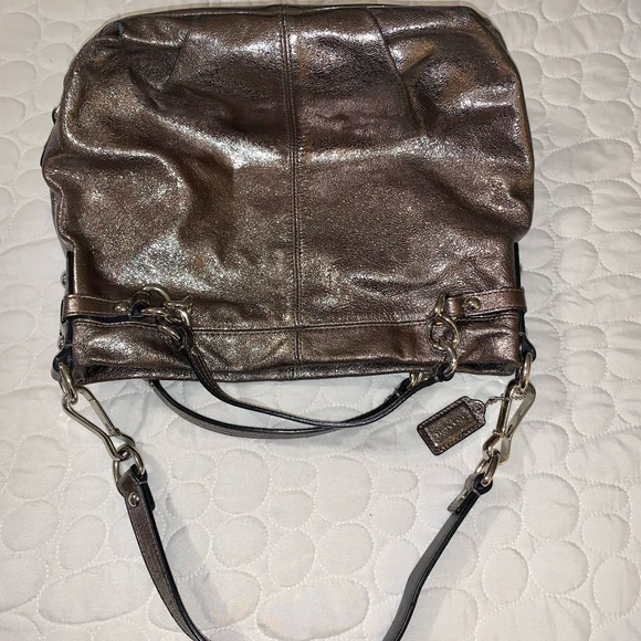 SOLD. Beautiful Coach Leather Metallic Hobo and wallet - Picture 2 of 14